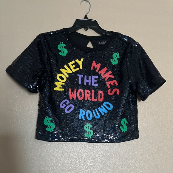 Tops - NWOT AKIRA SEQUIN BACK OPEN CROP TOP